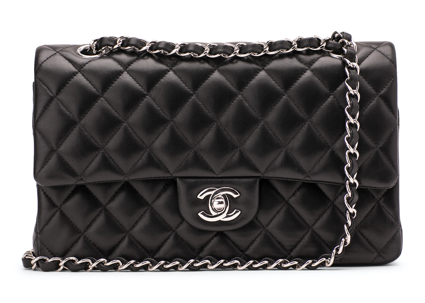 chanel classic flap bag with silver hardware