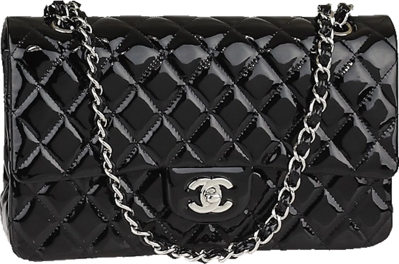 CHANEL Patent Quilted Maxi Double Flap Red 1261489