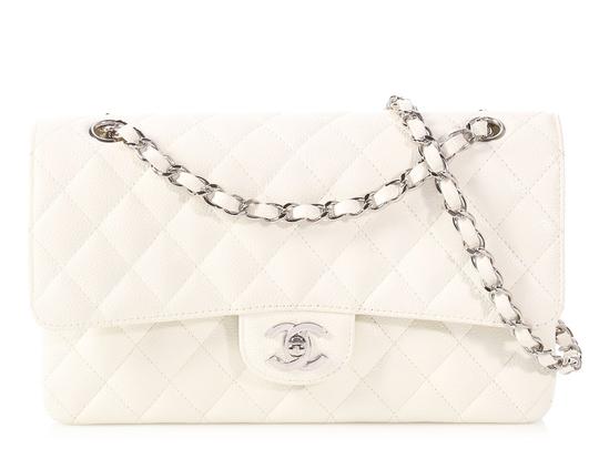 Chanel Classic Double Flap Quilted Medium White - DE