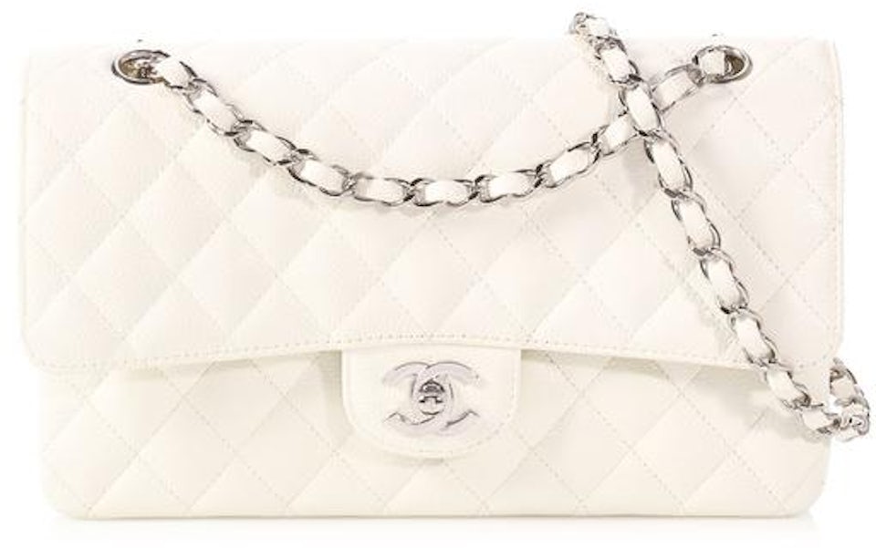 Chanel Caviar Quilted Medium Double Flap White