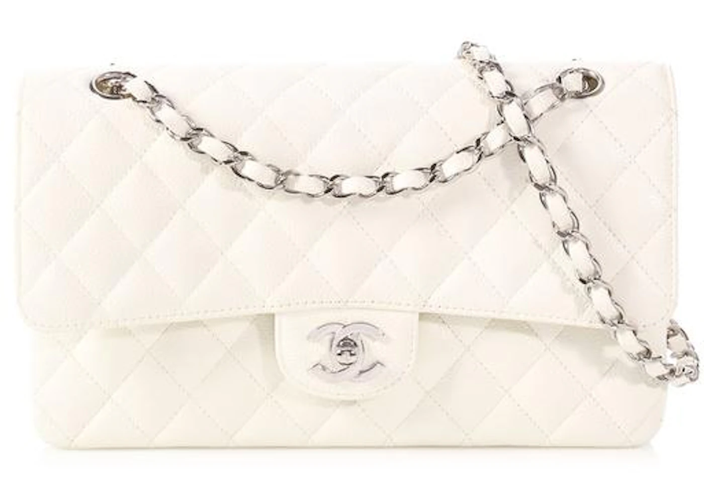 Chanel Classic Double Flap Quilted Medium White - GB
