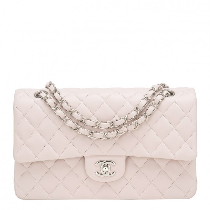 Chanel Pink Raffia Espadrille Classic Flap Medium Q6BIXA4KPB001  WGACA