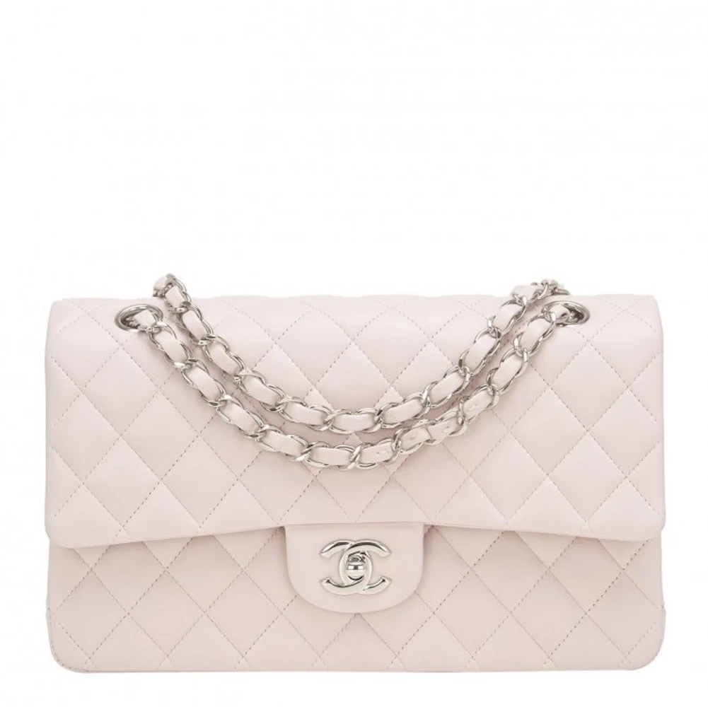 Chanel Light Pink Quilted Lambskin Small Classic Double Flap Pale