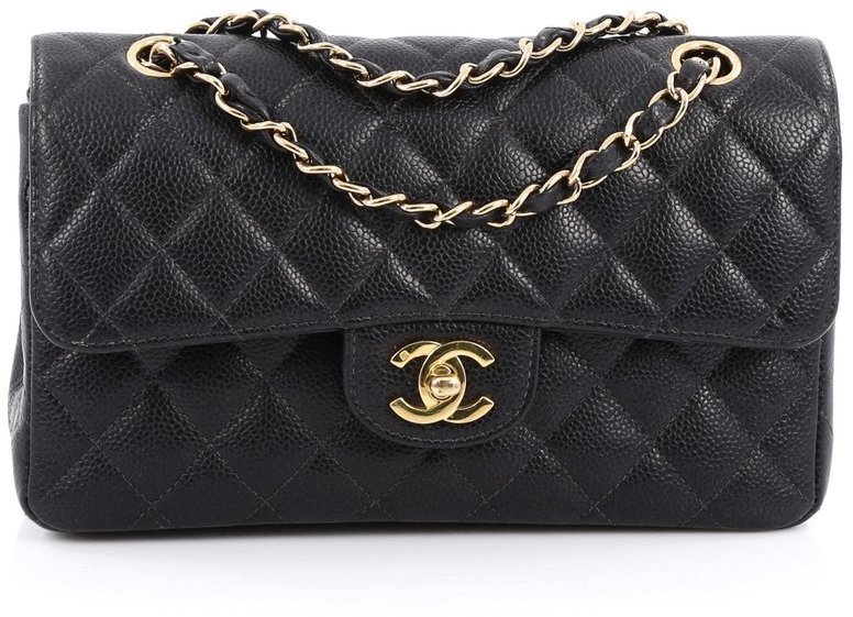 Chanel  Black Caviar Mini Rectangular Flap Bag with Light Gold Hardwa TC