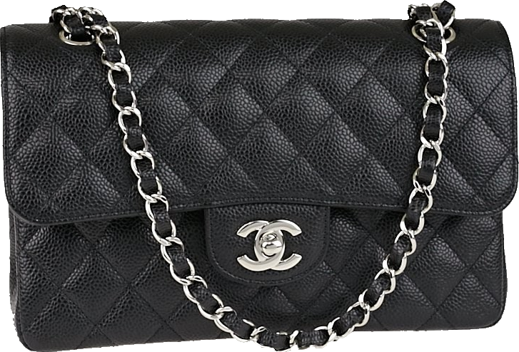 Chanel Classic Medium Double Flap 21B Dark GrayGrey Quilted Caviar with  light gold hardware