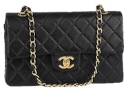 Chanel Classic Double Flap Quilted Lambskin Gold-tone Small Black