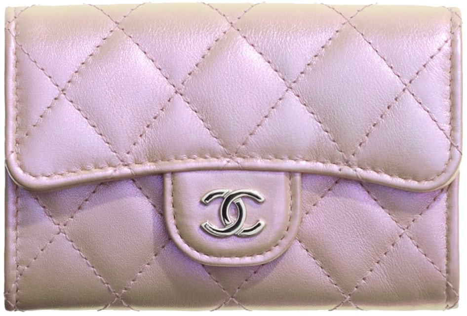 New CHANEL Caviar Quilted Card Holder Pink