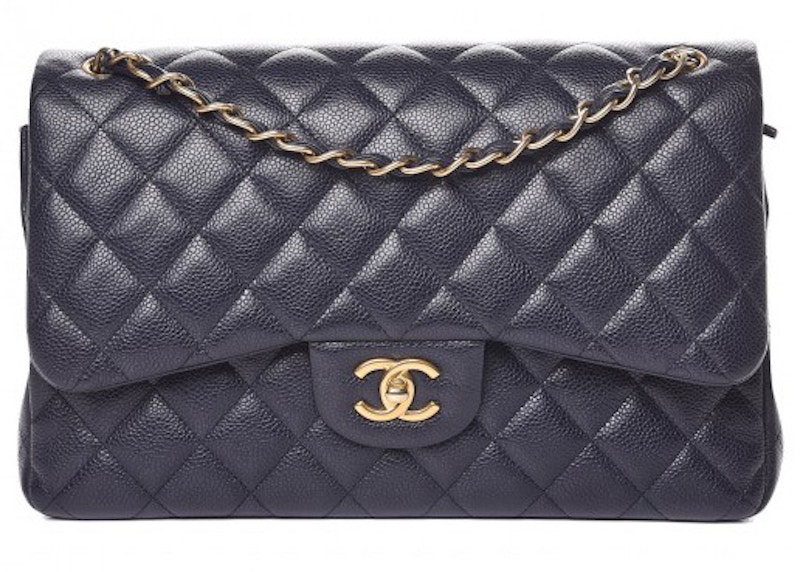 Chanel classic flap navy blue sale