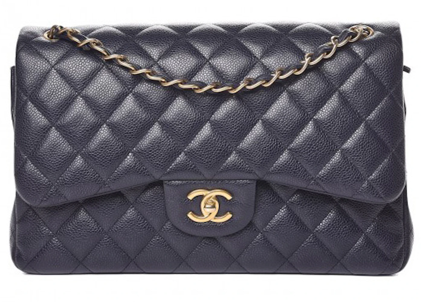 Chanel Classic Handbag Quilted Gold-tone Large Beige in Grained Calfskin  with Gold-tone - US