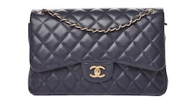 Chanel Jumbo Black Caviar Leather Classic Flap Bag PHW ○ Labellov