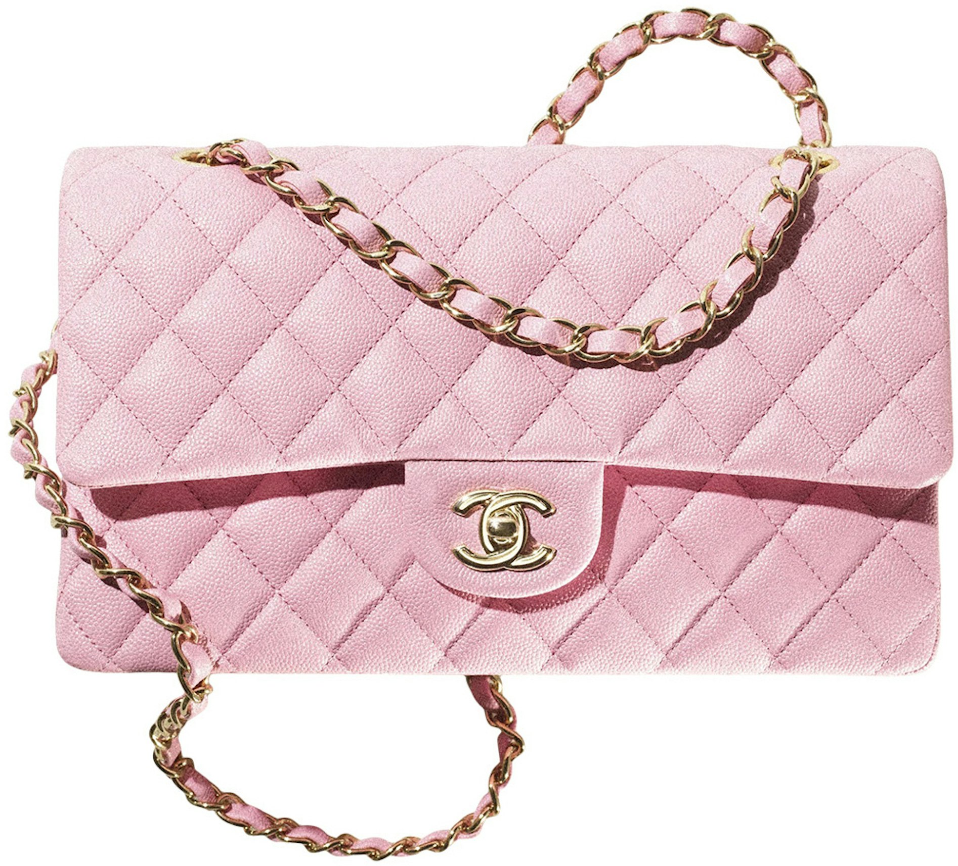 Chanel Classic Flap Handbag 22S Calfskin Pink in Calfskin Leather with Gold-tone -