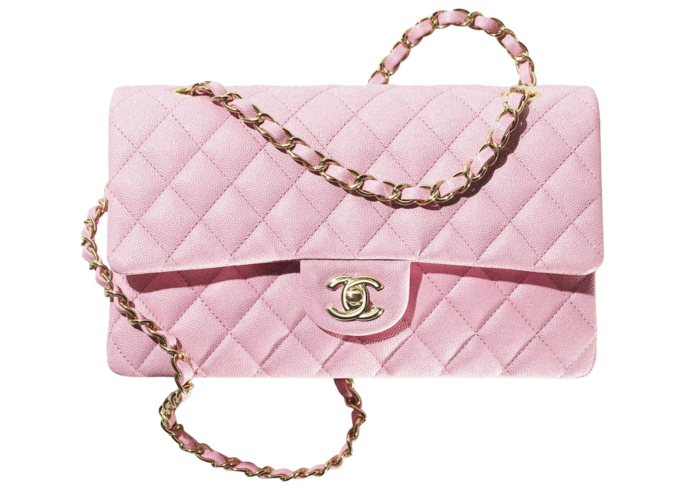 Chanel Classic Flap Handbag Medium 22S Calfskin Pink in Calfskin Leather  with Gold-tone - GB