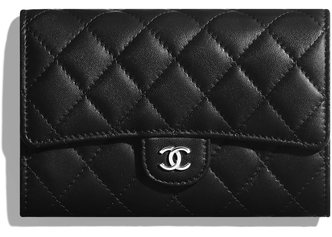 Chanel Classic Flap Wallet Quilted Lambskin Silver-tone Black in Lambskin  with Silver-tone - US