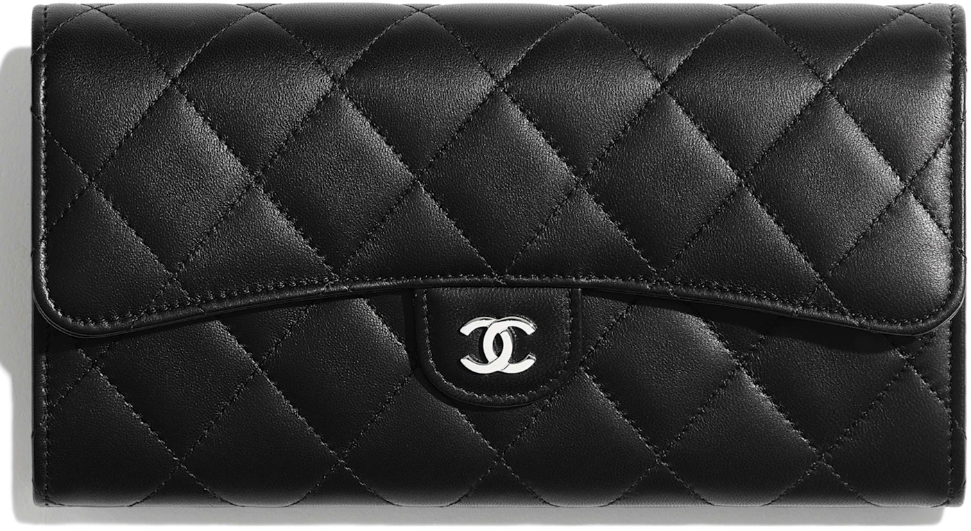 Chanel Classic Flap Long Black with Silver-tone - US