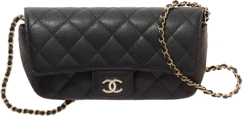 Chanel Classic Glasses Case with Chain Black in Leather with Gold-tone - US