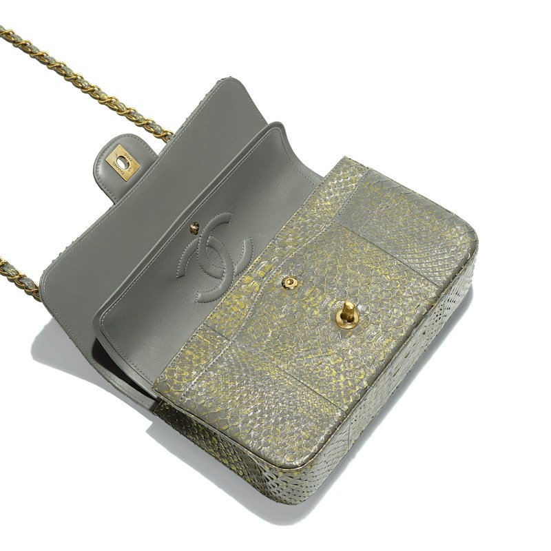 Chanel Classic Handbag Python Bronze-Tone Gray Price in India | Culture ...