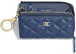 Chanel Classic Key Holder Grained Calfskin Gold-tone Navy Blue in