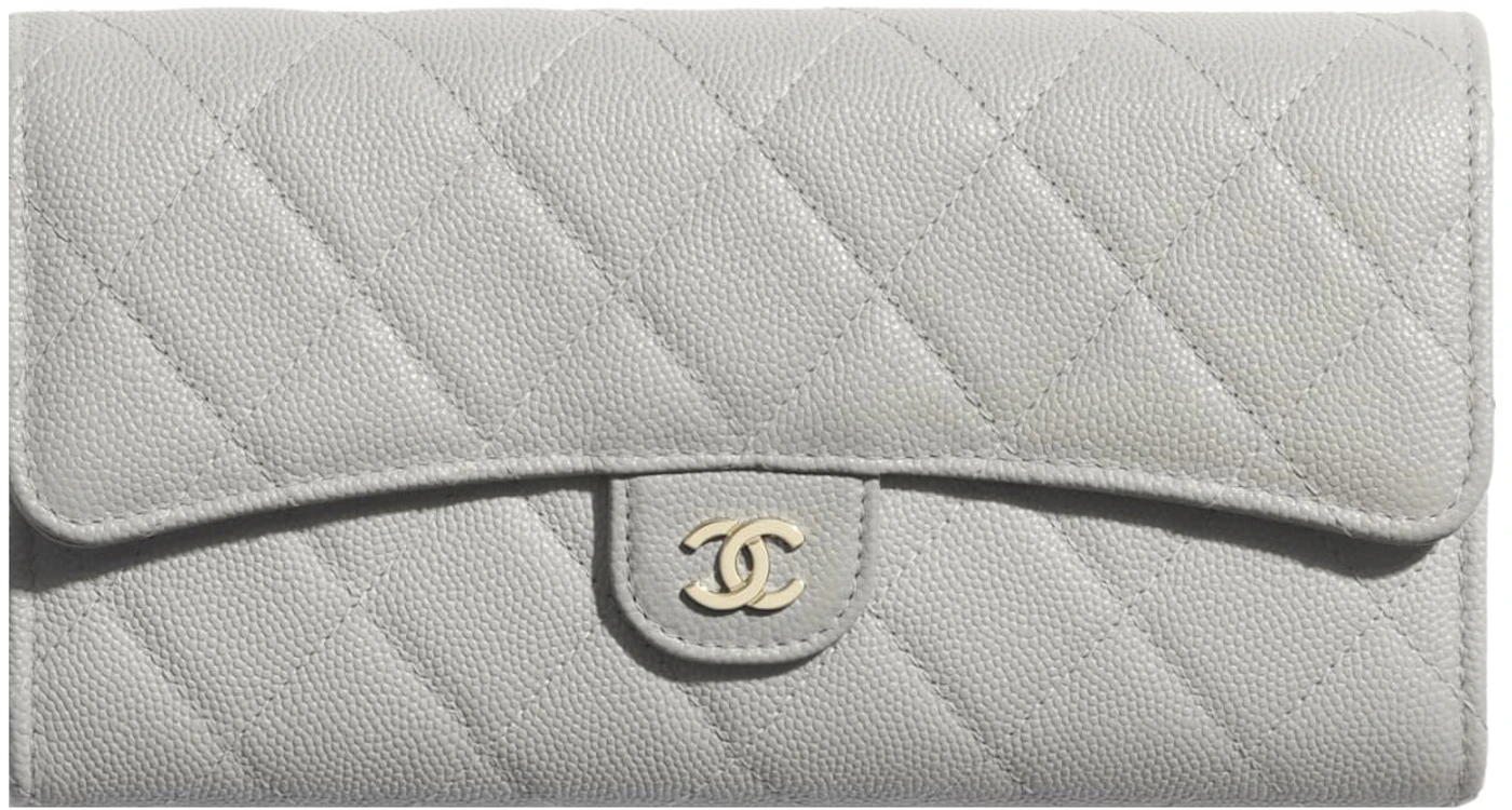 Chanel Classic Flap Wallet Grey Grained Calfskin with Gold-tone - US