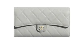 Chanel Classic Long Flap Wallet Grey
