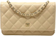 Chanel Classic Quilted WOC Crossbody Bag Beige in Leather with