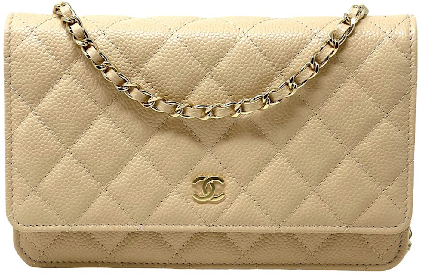Chanel Classic Quilted WOC Crossbody Bag Beige in Leather with