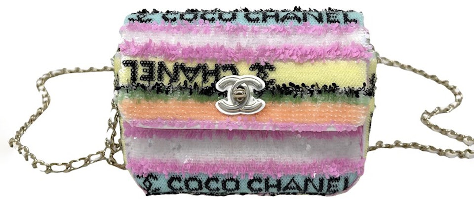 Chanel Classic Sequins Mini Flap Bag Multicolor in Leather/Sequins