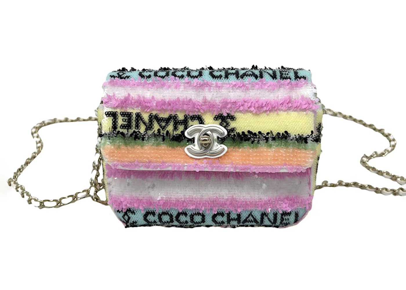 Chanel Classic Sequins Mini Flap Bag Multicolor in Leather/Sequins with Gold -tone - GB