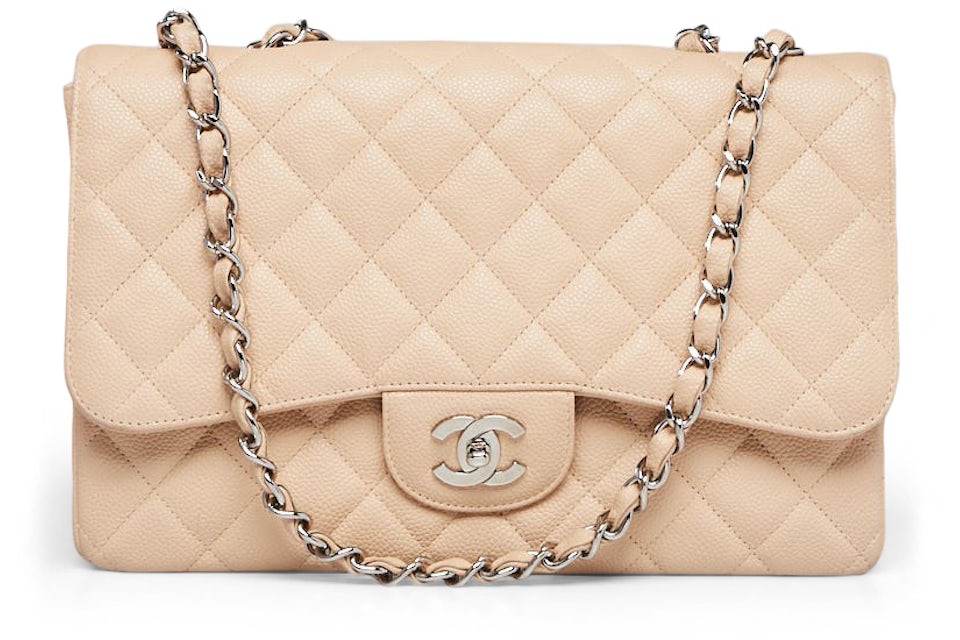 Chanel Classic Single Flap Quilted Jumbo Beige Clair - US