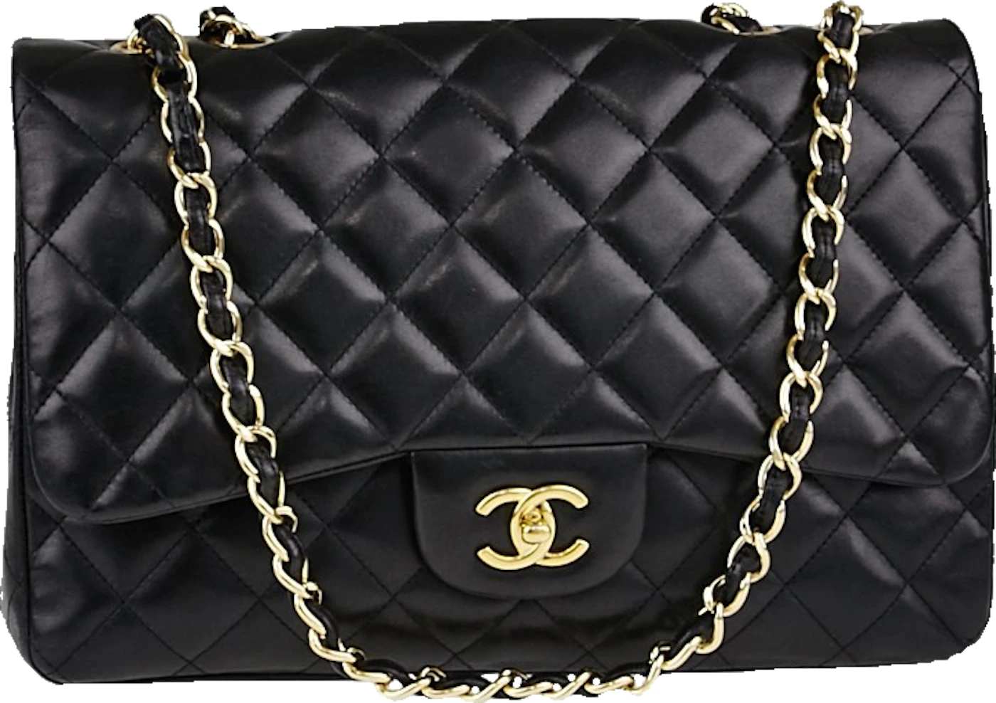 dækning Malawi Slibende Chanel Classic Single Flap Quilted Jumbo Gold-tone Black - US