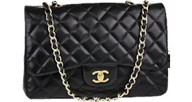 Chanel Classic Single Flap Quilted Jumbo Gold-tone Black