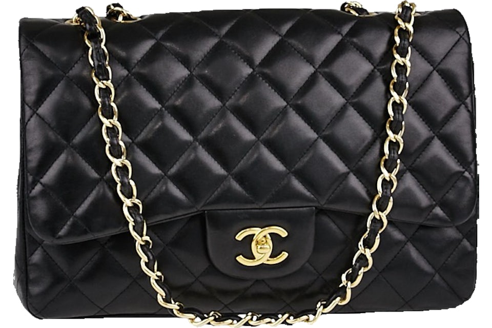 Chanel Classic Single Flap Quilted Jumbo Gold-tone Black - US