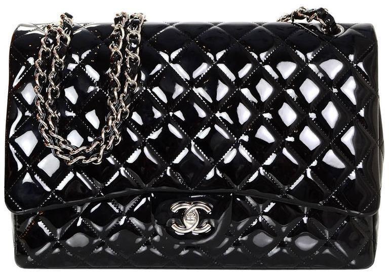 Chanel Black Quilted Patent Leather Classic Square Mini Flap Bag  myGemma   Item 115022