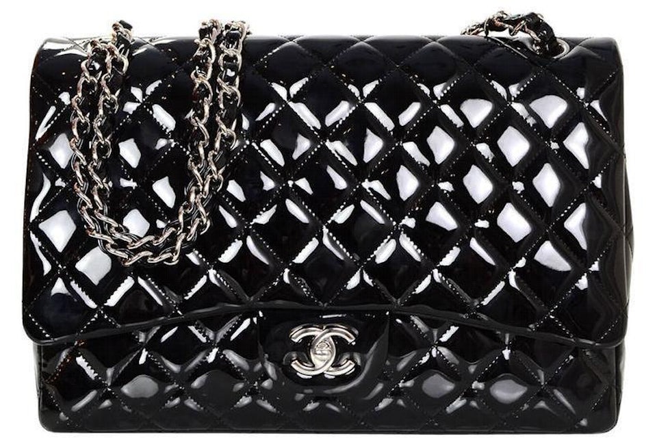 black patent leather chanel handbag