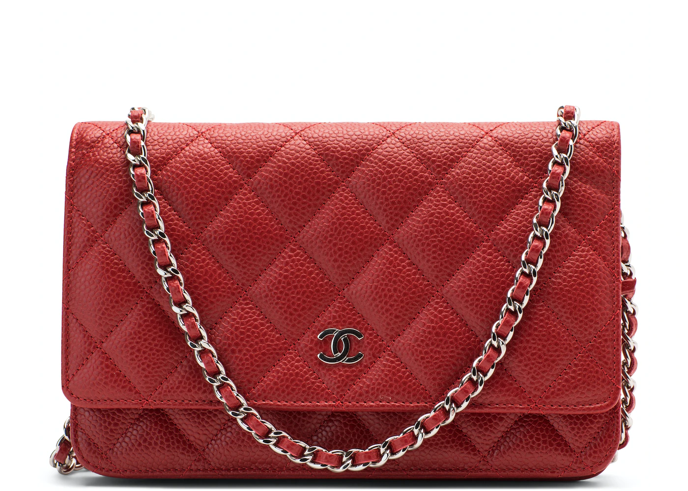 chanel wallet on chain red caviar bag