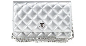 Chanel Classic Wallet On Chain Quilted Silver