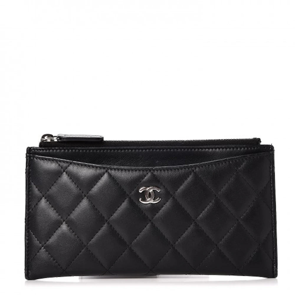 CHANEL-Chanel Classic Zipper 27cm Pouch Black with Gold Tone Metal A82545