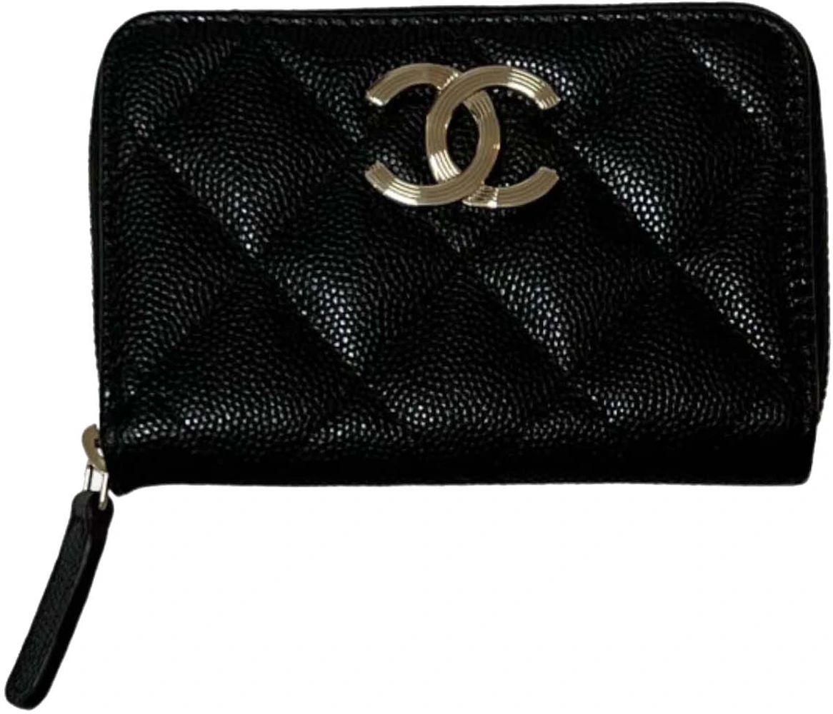 Chanel Classic Zipped Coin Purse AP3131 Black in Grained Calfskin Leather  with Gold-Tone - GB