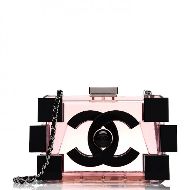 Black Lucite and White Pearl Lego Brick Clutch Black Hardware, 2014, Handbags & Accessories, The Chanel Collection, 2022
