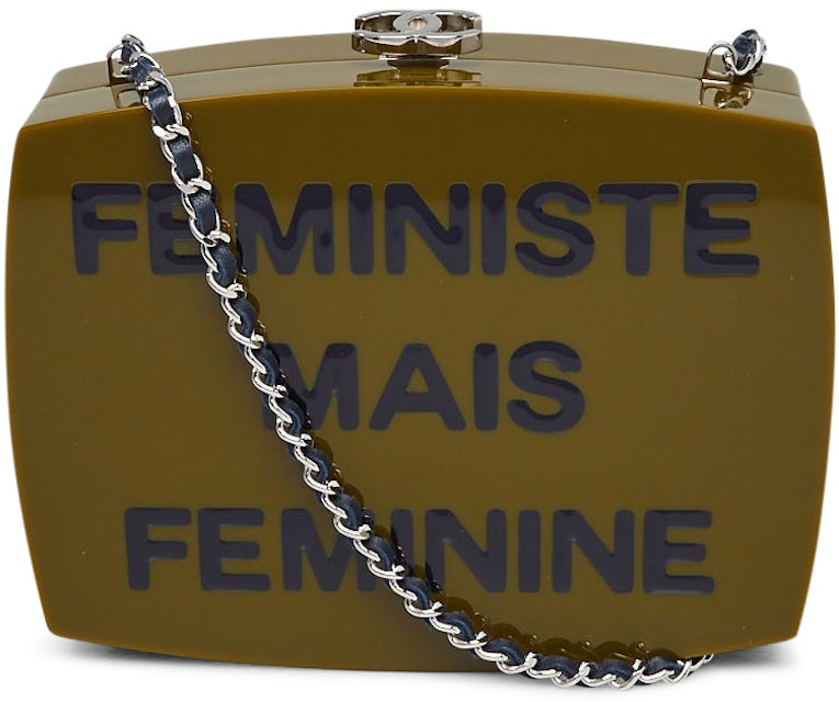Chanel Clutch Feministe Mais Feminine Box Green in Acrylic with Silver-tone  - US