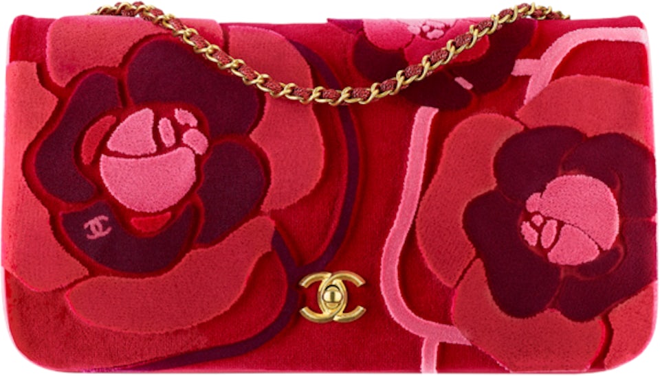 Chanel Flap Bag Camelia Embroidered Red/Pink - US
