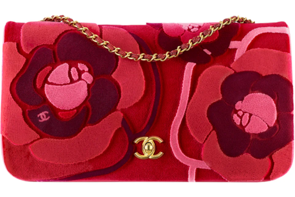 Chanel Flap Bag Camelia Embroidered Red/Pink