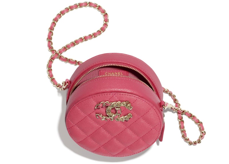 Chanel Clutch with Chain Grained Calfskin Goldtone Pink in Grained