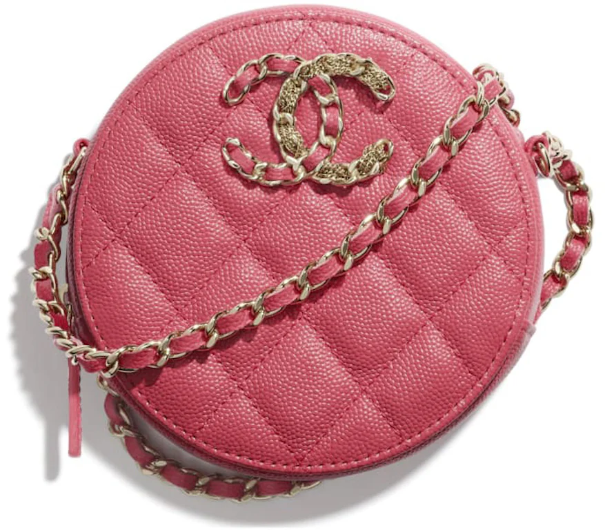 Chanel Clutch with Chain Grained Calfskin Gold-tone Pink in Grained ...