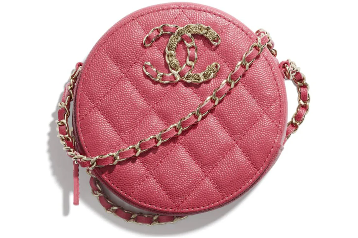 Chanel Clutch with Chain Grained Calfskin Gold-tone Pink in Grained ...