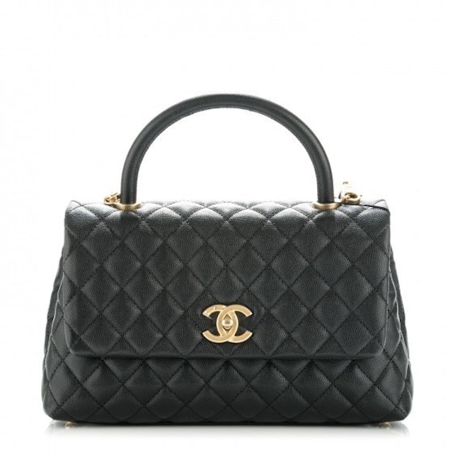 CHANEL Caviar Quilted Mini Coco Handle Flap Black 1225688