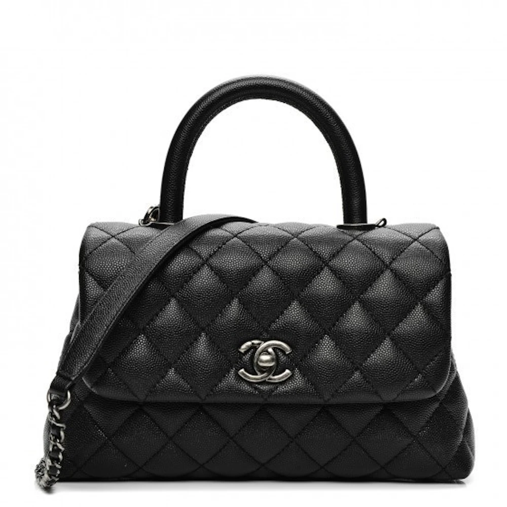 Chanel Chevron Small Coco Handle Bag - Black Handle Bags, Handbags