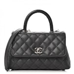 Chanel Coco Handle black Caviar Small Bag Patriot red blue white