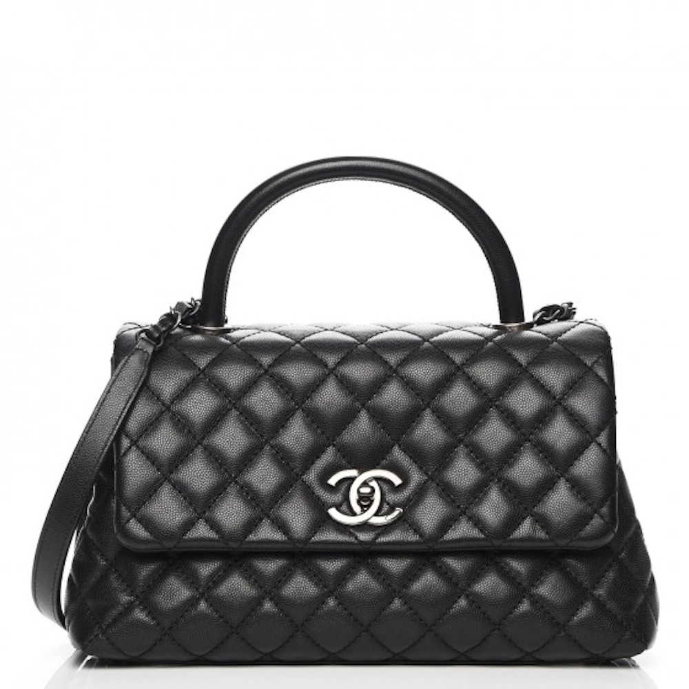 Chanel Beige Quilted Caviar Leather Coco Handle Shopping Tote Bag