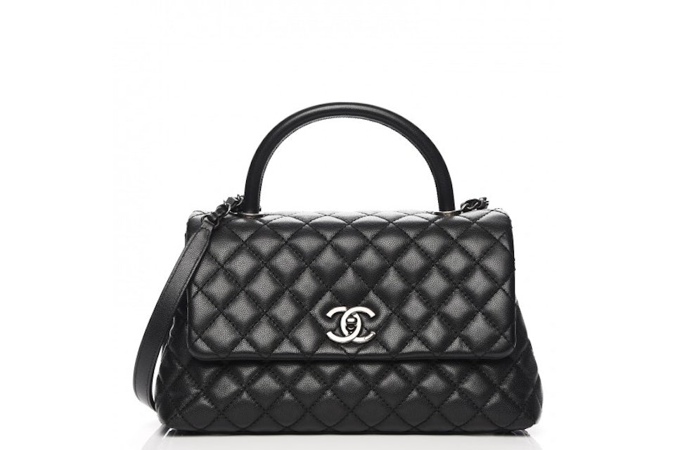 Caviar quilted small coco handle flap black Clearance