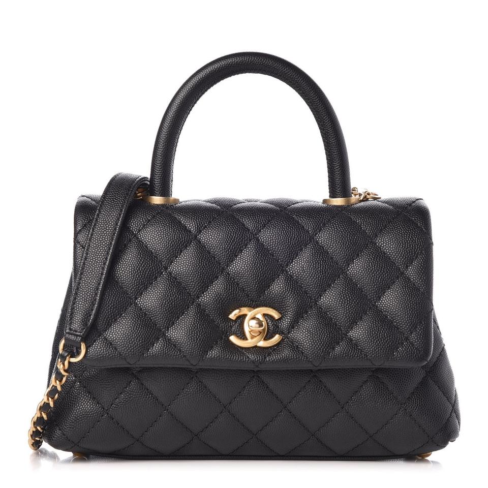 Chanel Mini Coco Bolsa Handle Caviar Preta Bag Black  Nice Bag